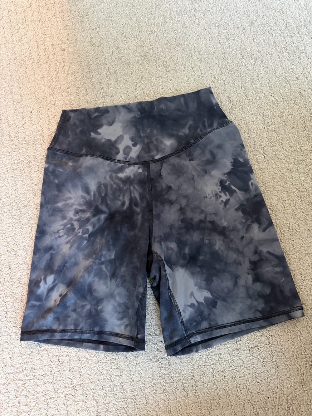 High-Waist Tie-Dye Black/Grey Women’s Bike Shorts